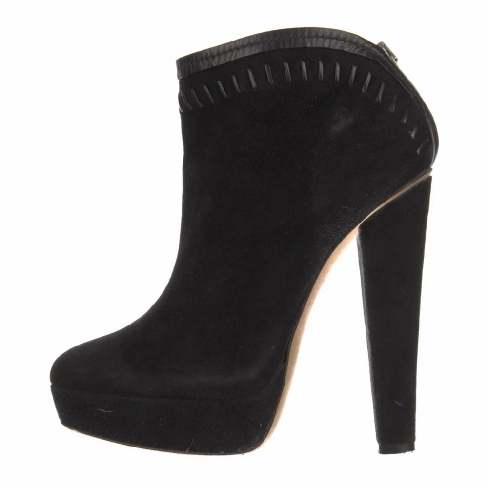 Jimmy Choo Black Suede Platform Ankle Boot Sz 36.5